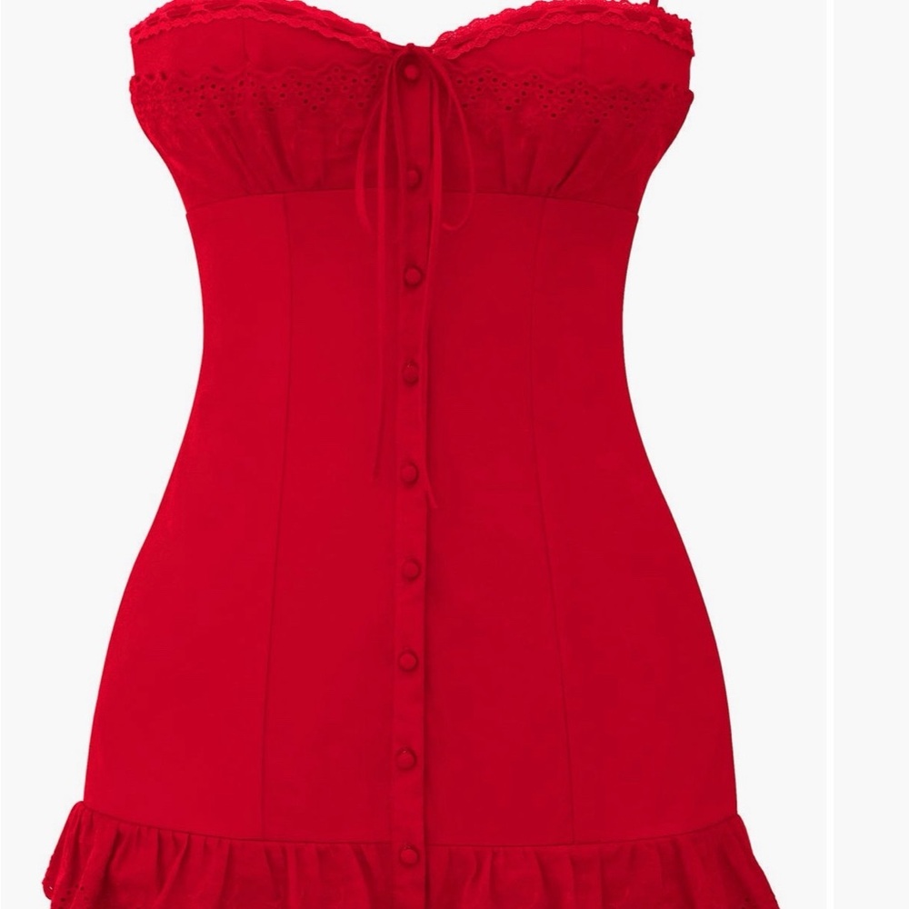 House of CB Red Mini Dress with Lace Detail